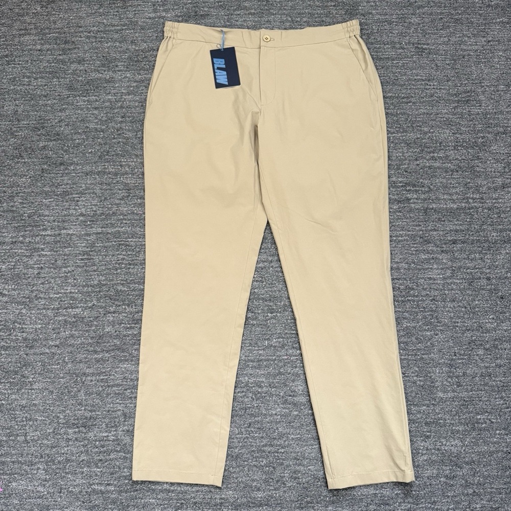 Blaw Tech Suit Pants Men XL Beige 36X31 Drawstring Trousers Performance Stretch